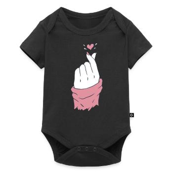 kpop hand heart pink - Baby Premium short-sleeve bodysuit - black - Front