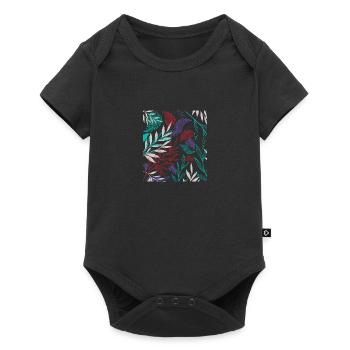 Pattern with tropical plants - Baby Premium short-sleeve bodysuit - black - Front