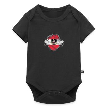 Autriche drapeau armoiries cadeau super-héros - Body à manches courtes Premium Bébé - noir - Devant