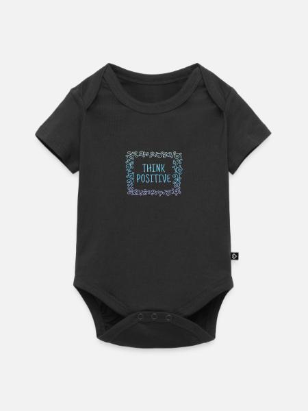 Think positive, coole, Sprüche, Positives Denken - Baby Premium Kurzarmbody - Schwarz