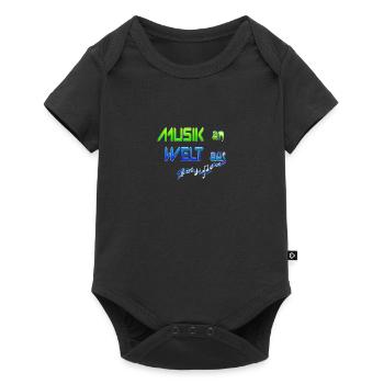Musik an. Welt aus. Music is life. I love music. - Baby Premium Kurzarmbody - Schwarz - Vorne