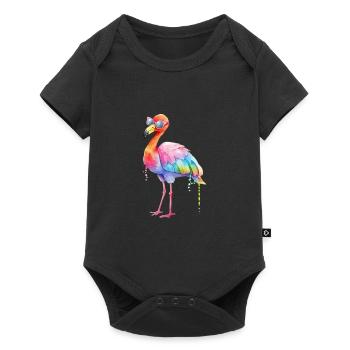 Colorful cool flamingo with sunglasses - Baby Premium short-sleeve bodysuit - black - Front