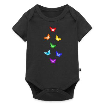 papillons arc-en-ciel; Papillons arc-en-ciel - Body à manches courtes Premium Bébé - noir - Devant
