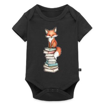 Renard sur pile de livres - Body à manches courtes Premium Bébé - noir - Devant