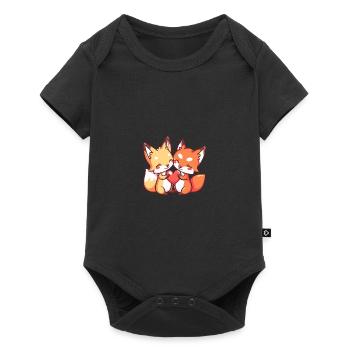 Fuchs Paar Liebe Valentinstag - Baby Premium Kurzarmbody - Schwarz - Vorne