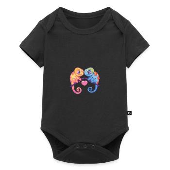 Chameleon Paar Liebe Valentinstag - Baby Premium Kurzarmbody - Schwarz - Vorne