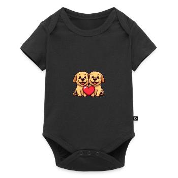 Golden Retriever Chiens Couple Amour Saint Valentin - Body à manches courtes Premium Bébé - noir - Devant