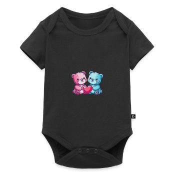 Bär Paar Liebe Valentinstag - Baby Premium Kurzarmbody - Schwarz - Vorne