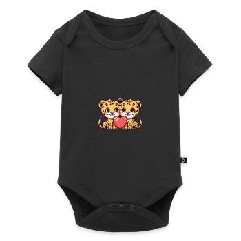 Leopard Paar Liebe Valentinstag - Baby Premium Kurzarmbody - Schwarz - Vorne
