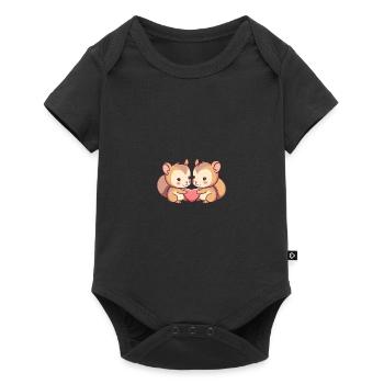Eichhörnchen Paar Liebe Valentinstag - Baby Premium Kurzarmbody - Schwarz - Vorne