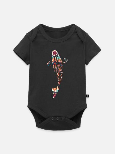 Koi Karpfen Mosaik Mandala - Baby Premium Kurzarmbody - Schwarz
