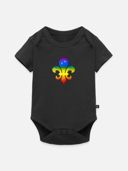 Fleur de Lys in Regenbogen-Farben - Baby Premium Kurzarmbody - Schwarz