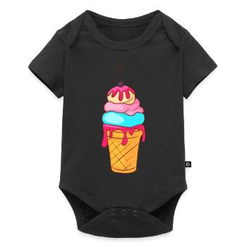Crème glacée, crème glacée, crème glacée, crème glacée, boule, crème glacée, sundae - Body à manches courtes Premium Bébé - noir - Devant