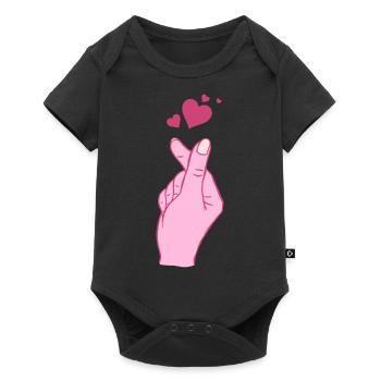 Finger Heart Korean Pop Music Symbole de la main - Body à manches courtes Premium Bébé - noir - Devant