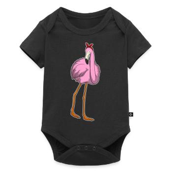Flamingo-Halstuch - Baby Premium Kurzarmbody - Schwarz - Vorne