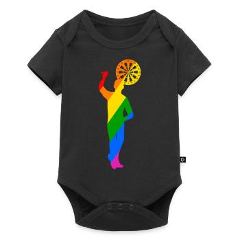 colorful dart player throwing with left - Baby Premium short-sleeve bodysuit - black - Front