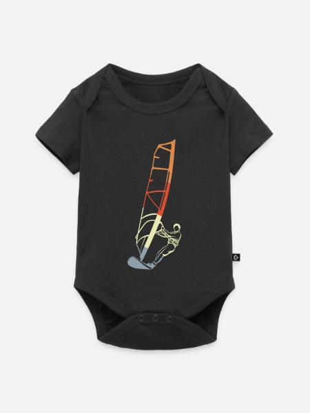 Lustiger Windsurfer Junge - Baby Premium Kurzarmbody - Schwarz