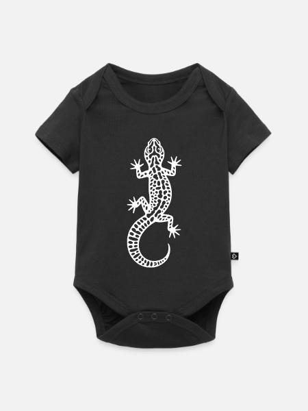 Gecko Muster in Kontrast - Baby Premium Kurzarmbody - Schwarz