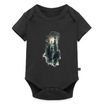 Natur Silhouette Wald Frau - Baby Premium Kurzarmbody - Schwarz - Vorne