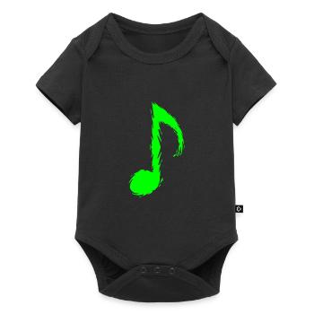 Music note Green. Light green. Vector - Baby Premium short-sleeve bodysuit - black - Front