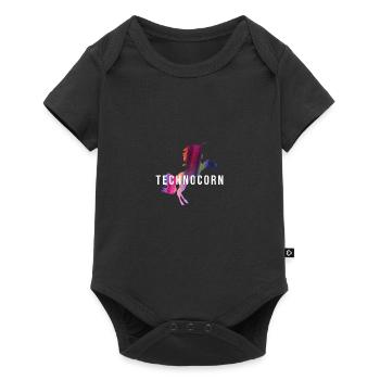 Technocorn Techno Festival Rave Raver Musik DJ EDM - Baby Premium Kurzarmbody - Schwarz - Vorne