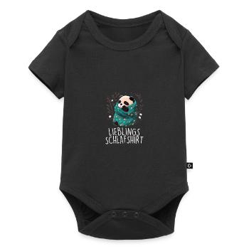 Lieblings Schlafshirt Panda Pandabär Nachtshirt - Baby Premium Kurzarmbody - Schwarz - Vorne