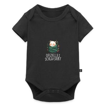 Offizielles Schlafshirt Panda Pandabär Nachtshirt - Baby Premium Kurzarmbody - Schwarz - Vorne