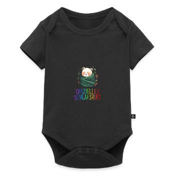 Offizielles Schlafshirt Panda Pandabär Nachtshirt - Baby Premium Kurzarmbody - Schwarz - Vorne