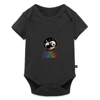 Offizielles Schlafshirt Panda Pandabär Nachtshirt - Baby Premium Kurzarmbody - Schwarz - Vorne