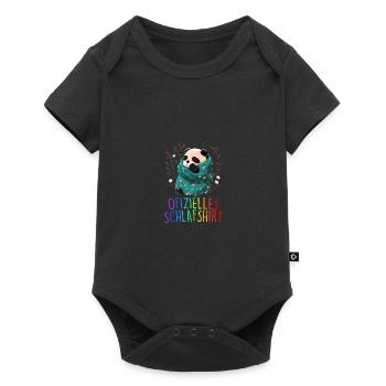 Offizielles Schlafshirt Panda Pandabär Nachtshirt - Baby Premium Kurzarmbody - Schwarz - Vorne
