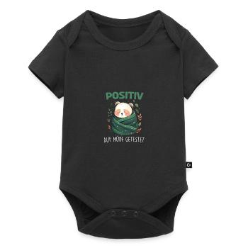 Positiv Müde Panda Pandabären Fun Nachthemd Pajama - Baby Premium Kurzarmbody - Schwarz - Vorne