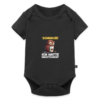 Schnauze! Ich hatte Nachtschicht Kaffee Eule - Baby Premium Kurzarmbody - Schwarz - Vorne