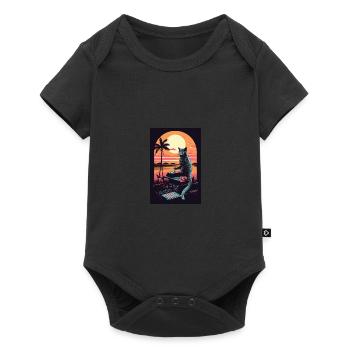 Cat Synthesizer Katze Retro Vintage Studio Gear - Baby Premium Kurzarmbody - Schwarz - Vorne