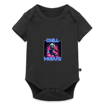Chill Modus Pandabär Tierliebhaber Süßes Panda - Baby Premium Kurzarmbody - Schwarz - Vorne