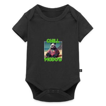 Chill Modus Pandabär Tierliebhaber Süßes Panda - Baby Premium Kurzarmbody - Schwarz - Vorne
