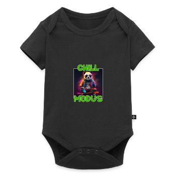 Chill Modus Pandabär Bambus Bär Überraschung - Baby Premium Kurzarmbody - Schwarz - Vorne
