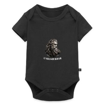 Wikinger Bartträger Lustiger Bart Spruch - Baby Premium Kurzarmbody - Schwarz - Vorne