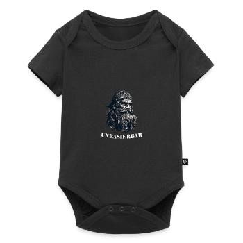 Lustiger Bart Spruch Unrasierbar Wikinger - Baby Premium Kurzarmbody - Schwarz - Vorne