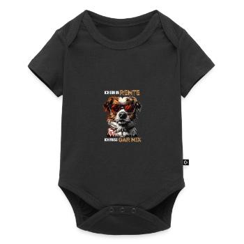 Ich bin in Rente ich muss garnix lustiges Hund Dog - Baby Premium Kurzarmbody - Schwarz - Vorne