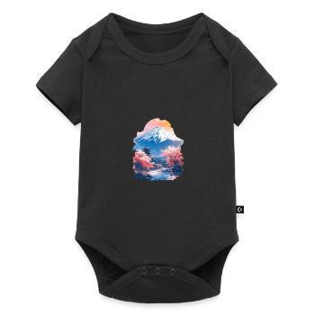 Aesthetic Japan Mt. Fuji Kirschblüten Sakura - Baby Premium Kurzarmbody - Schwarz - Vorne
