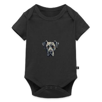 Portrait de chien dogue allemand - Body à manches courtes Premium Bébé - noir - Devant