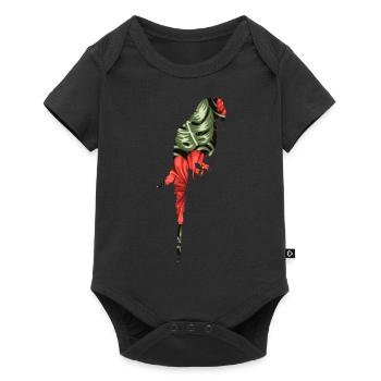 Fleurs Oiseau Animal Exotique Cadeau Aras Perroquet - Body à manches courtes Premium Bébé - noir - Devant