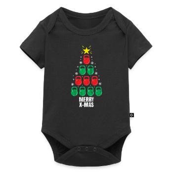 Entraînement de vacances de Noël drôle Kettlebells Tree - Body à manches courtes Premium Bébé - noir - Devant