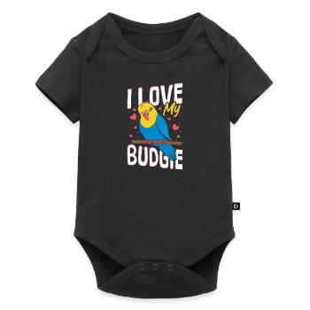 Wellensittich Care Sprechender Vogel Wellensittich - Baby Premium Kurzarmbody - Schwarz - Vorne