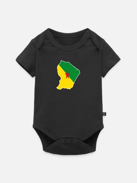 Carte drapeau Guyane 973 - Body à manches courtes Premium Bébé - noir
