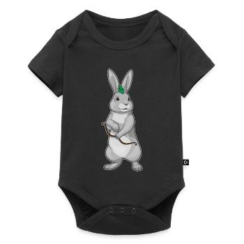 Hase Bogenschütze Bogen - Baby Premium Kurzarmbody - Schwarz - Vorne