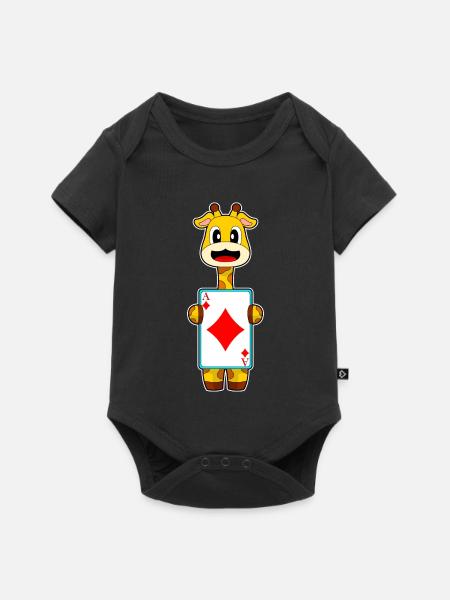 Giraffe Poker Pokerkarten - Baby Premium Kurzarmbody - Schwarz