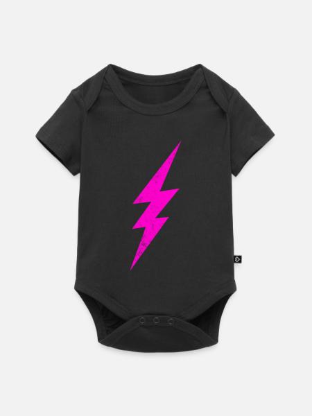 Leuchtender Pinker Blitz - Baby Premium Kurzarmbody - Schwarz