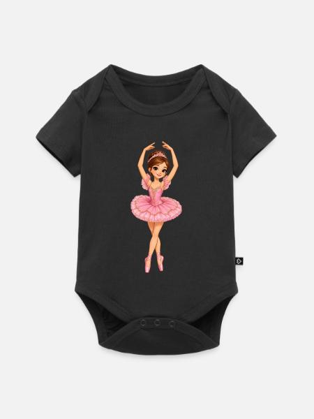 Rosa Balletttänzerin Design - Baby Premium Kurzarmbody - Schwarz