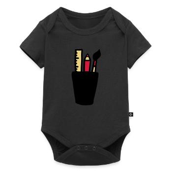 Pen - Brosse - Règle - Body à manches courtes Premium Bébé - noir - Devant